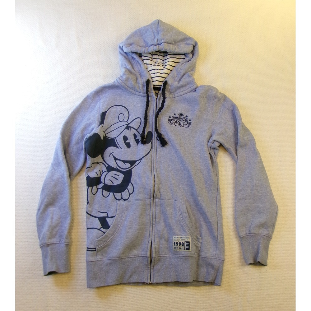 Disney Cruise‎ Line Mickey Mouse Zip Hoodie Blue Kids S Boarding Pass Nautical